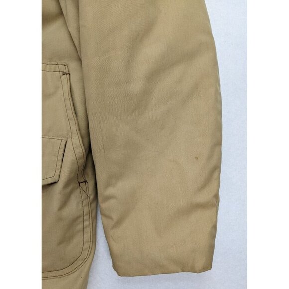 Vintage 70s Men's Coat Montgomery Ward Size 46L Beige Brown Faux Fur Lined - Picture 8 of 16